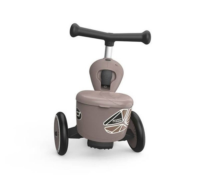 Zestaw SCOOTANDRIDE Kask + Highwaykick1 2w1 jeździk i hulajnoga z zamykanym schowkiem Brown Lines