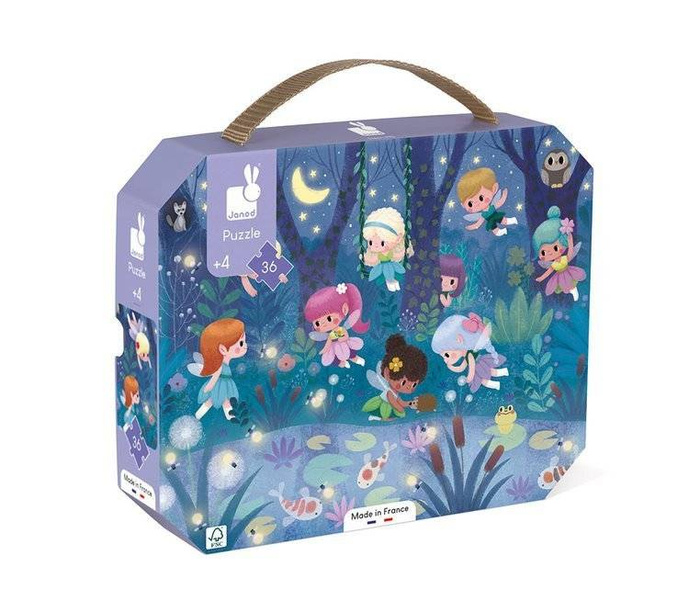 Puzzle w walizce Wróżki i lilie wodne 36 elementów Janod J02649