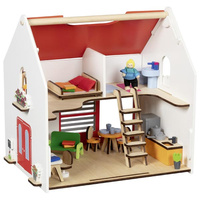 Drewniany domek dla lalek Eco House przenośny z akcesoriami 54 el Goki 51458