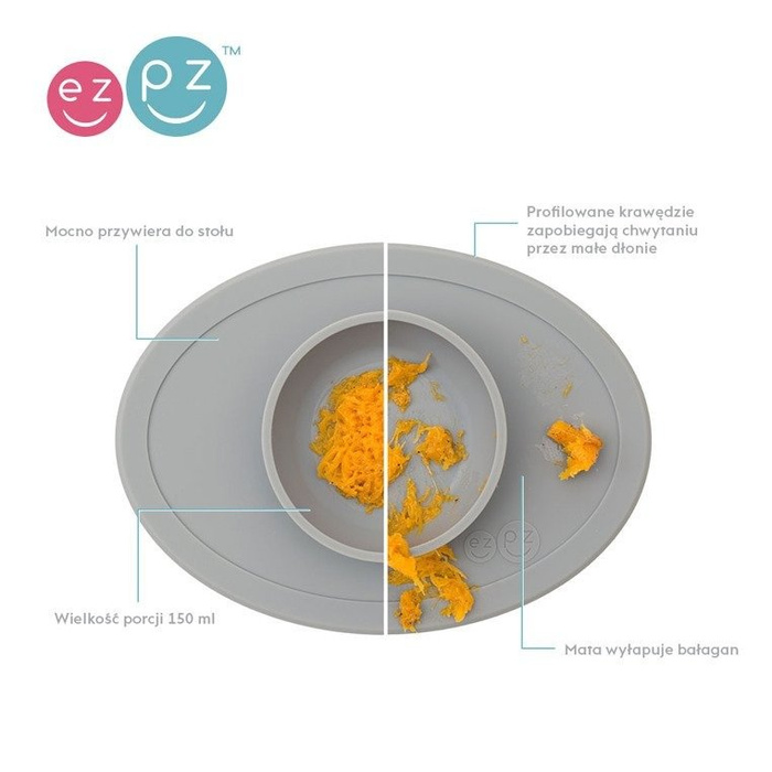 Komplet pierwszych naczyń silikonowych First Foods Set szary EUFFG005-EZPZ