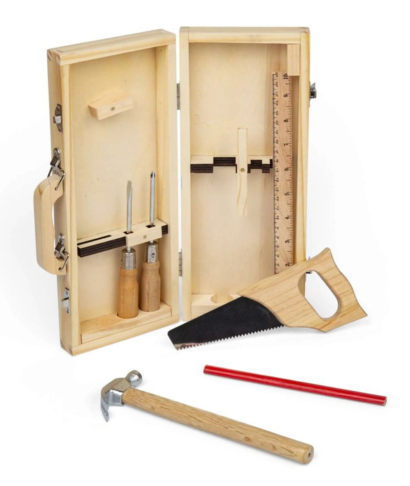 Walizka z narzędziami Mały majsterkowicz 7 elementów Bigjigs 36093 drewniane zabawki dla dzieci