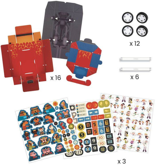 Wyścigi Samochodowe - zrób to sam DJ07932-Djeco, zestawy kreatywne z naklejkami