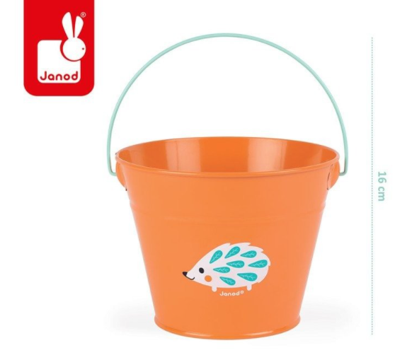 Mały ogrodnik Metalowe wiaderko pomarańczowe kolekcja J03188-Janod, akcesoria do ogrodu
