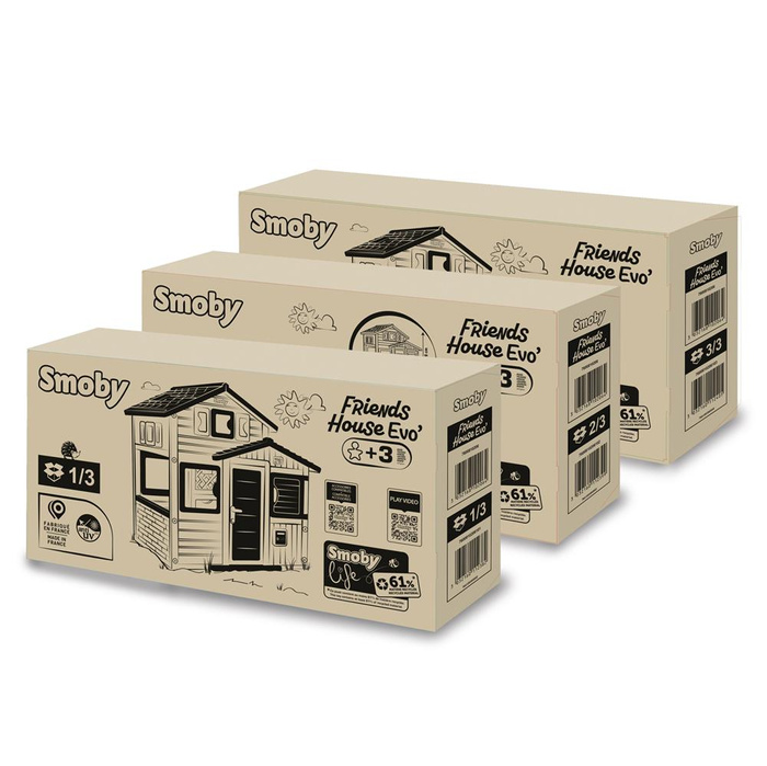 Domek ogrodowy Smoby Life Evo 810208 z otwieranymi drzwiami okiennicami i skrzynką na listy