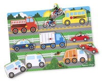 Drewniana układanka z uchwytami Pojazdy 8 el Melissa & Doug 19051