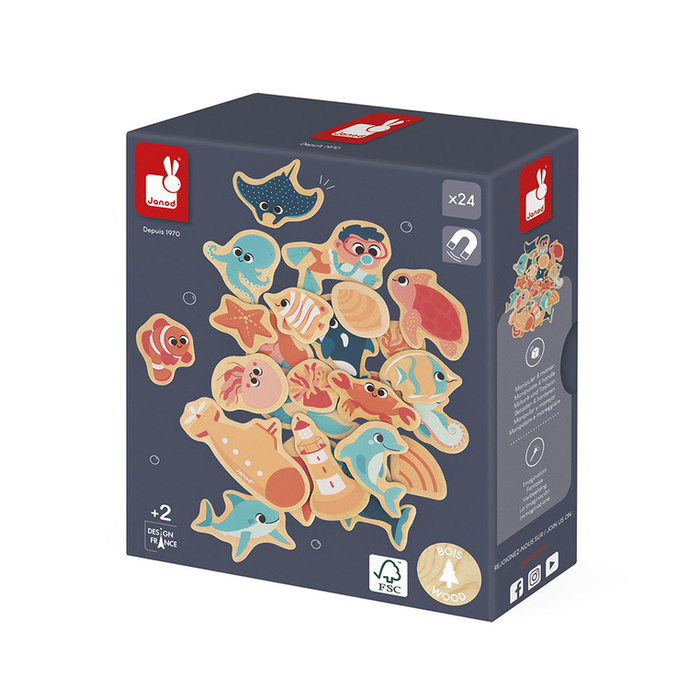 Magnesy drewniane Podwodny świat 24 szt. Janod J09649