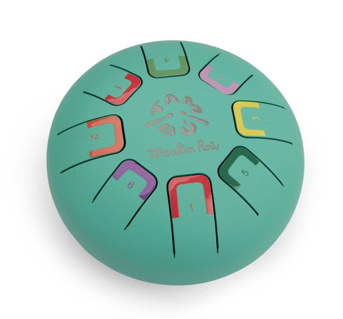 Bębenek językowy zielony Dans La Jungle Moulin Roty 668429 instrumenty dla dzieci