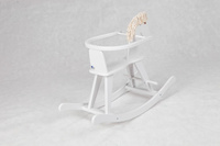 Koń na biegunach "Biały grzywacz", zabawka drewniana