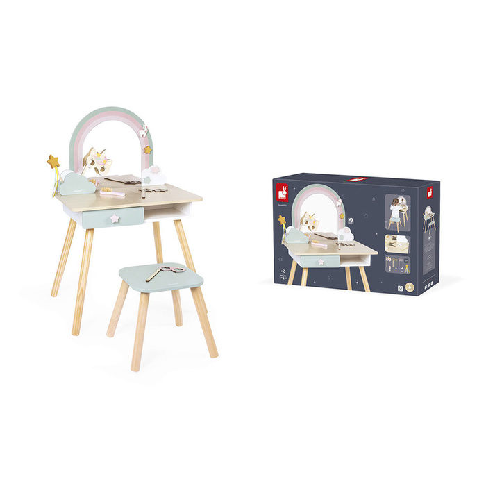 Duża toaletka drewniana z akcesoriami Jednorożec Janod J06464