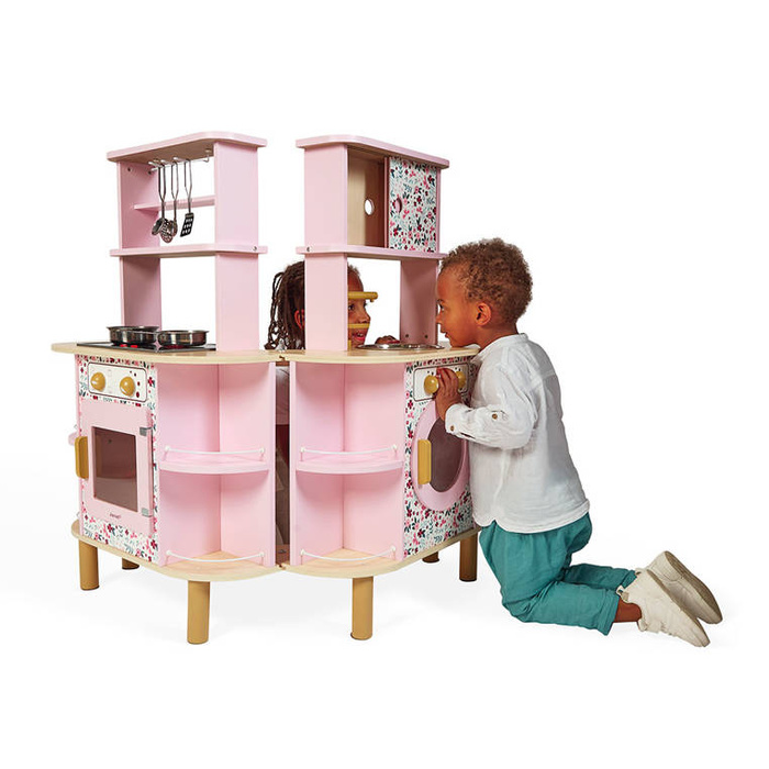 Dwustronna drewniana kuchnia Twist z 8 akcesoriami Janod J06616