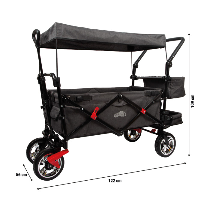Przyczepka wózek do ciągnięcia dla dzieci z osłoną przeciwdeszczową i składanym daszkiem Small Foot 12729