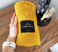 Kocyk ażurowy zygzak miodowa musztarda LL7309-Lullalove, kocyki dla dzieci