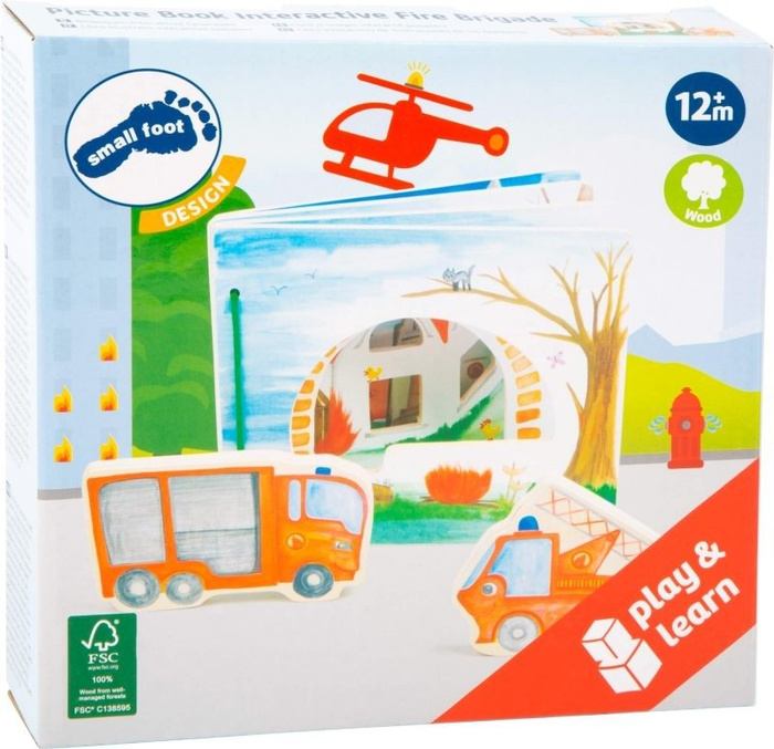 Drewniana książka dla dzieci z figurkami Straż pożarna 12040-SFD-Small Foot Design, zabawki edukacyjne