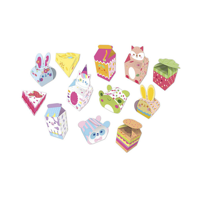 Zestaw kreatywny 12 pudełek z papieru kawaii do samodzielnego wykonania Janod J09164