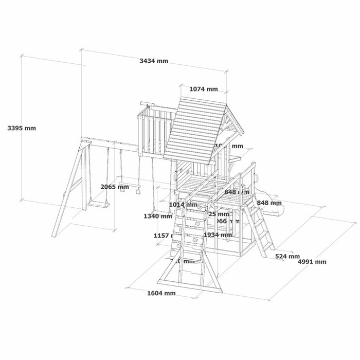 Drewniany duży Plac Zabaw AXI Mitch play tower A030.504.30 Zjeżdżalnia Huśtawki Ścianka wspinaczkowa Wieża do ogrodu