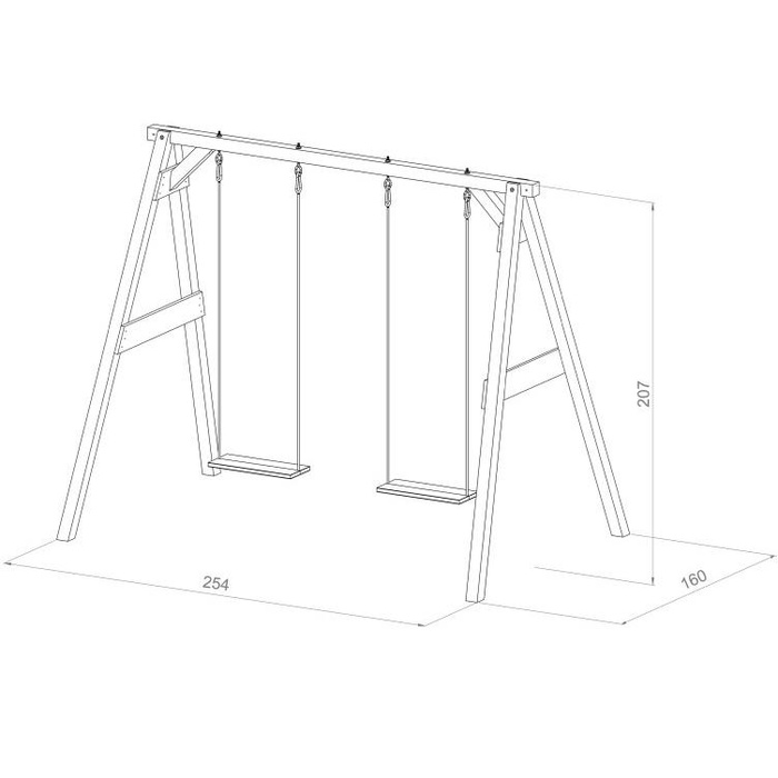 Drewniane szare Huśtawki z siedziskami Axi A030.135.01 Plac zabaw do aktywnej zabawy na świeżym powietrzu