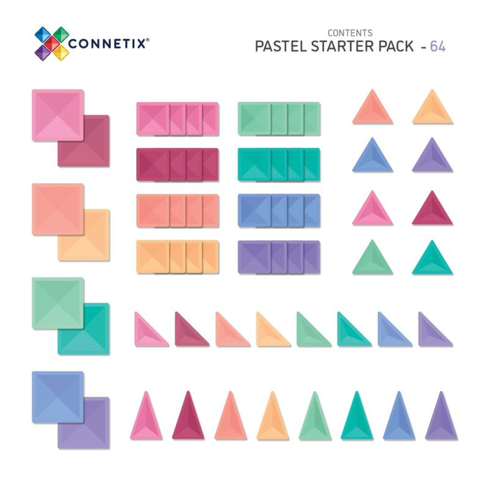 Klocki magnetyczne Pastel Starter Pack 64 el. Connetix 00064-ST