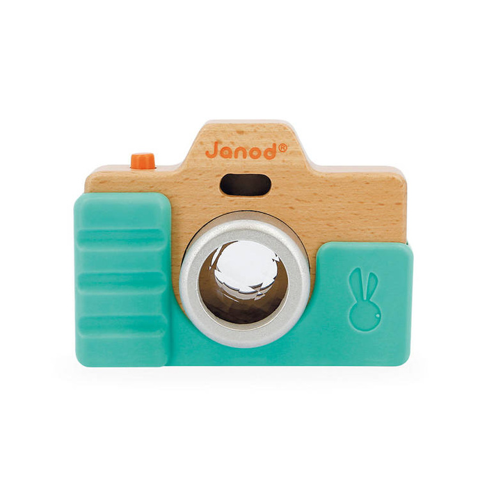 Drewniany aparat fotograficzny z dźwiękiem i lampą błyskową 18 m+ J05381-Janod, zabawka dla najmłodszych