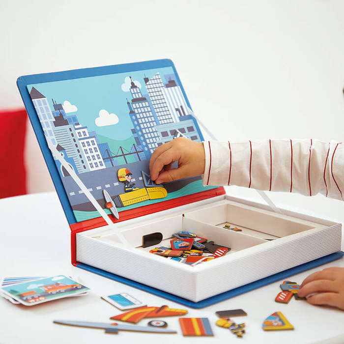Układanka magnetyczna dla dzieci Strażacy Magnetibook J02583 Janod