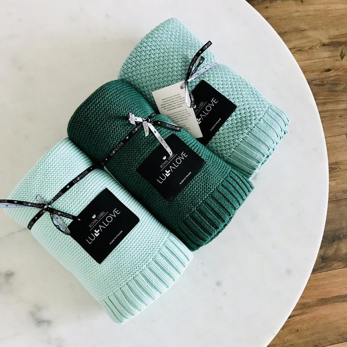 Bambusowy koc Delicious mint miętowy LL0393-Lullalove, kocyki dla dzieci