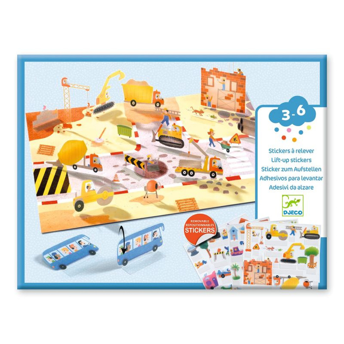 Naklejki dla dzieci 3D do wielokrotnego użycia POJAZDY Djeco DJ00043 kreatywne zabawki