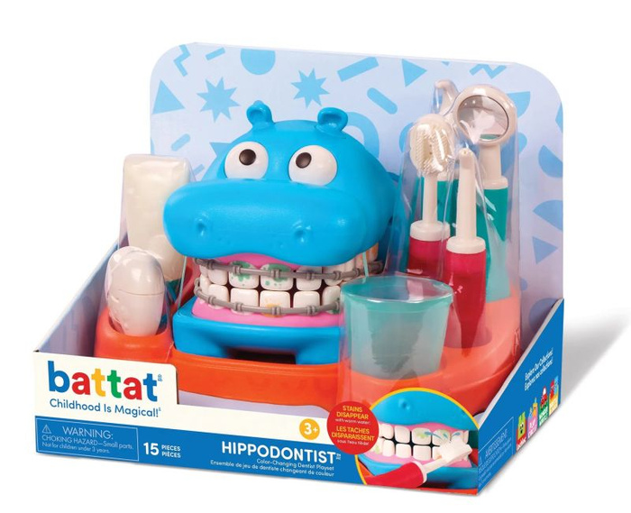 Edukacyjny zestaw do nauki mycia zębów i zabawy w dentystę 15 el Hipodonta Battat BT1803Z