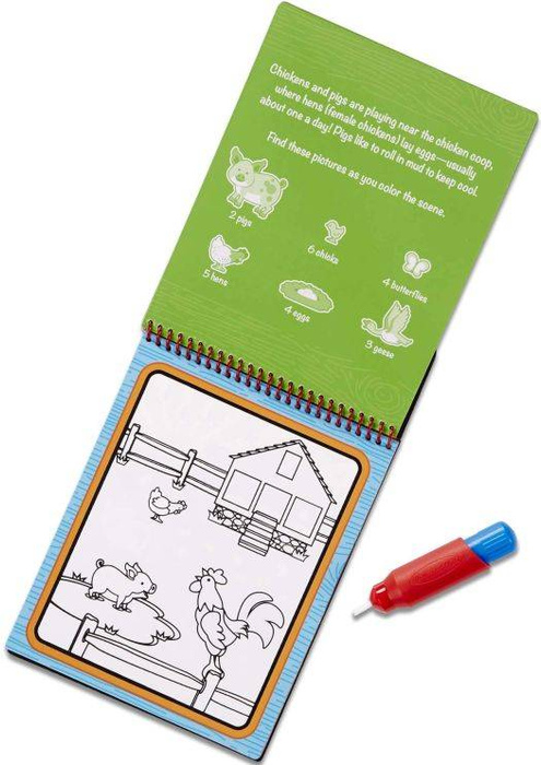 Wodna kolorowanka Water Wow Na farmie 19232-Melissa & Doug, książeczki wielokrotnego użytku