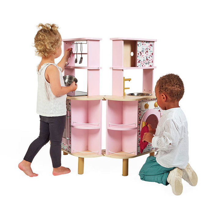 Dwustronna drewniana kuchnia Twist z 8 akcesoriami Janod J06616