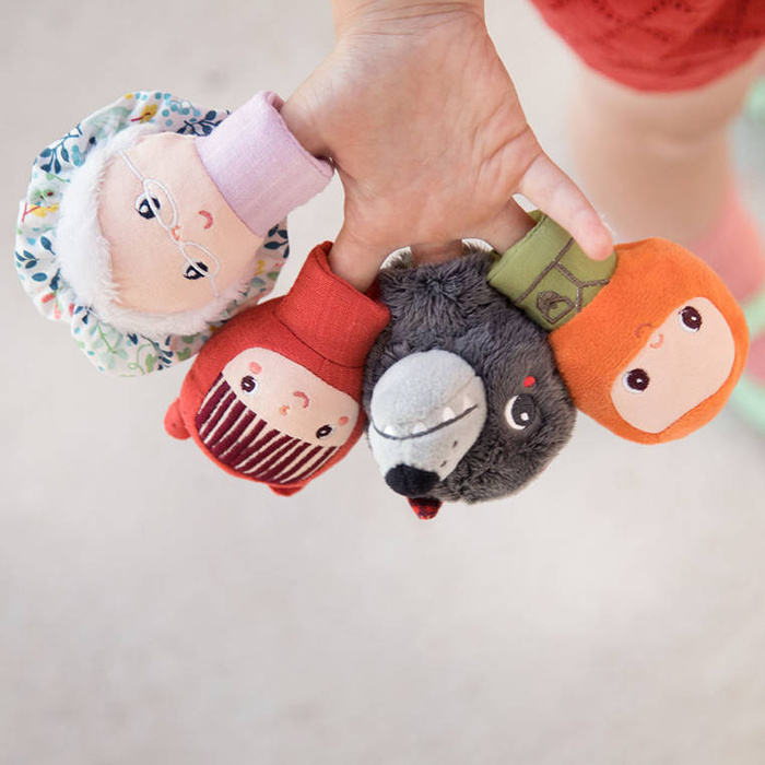 Zestaw 4 pacynek na palec Czerwony Kapturek babcia wilk i gajowy 83405 Lilliputiens