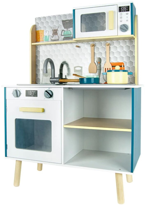 Kuchnia drewniana dla dzieci Plastry miodu, efekty dźwiękowe i świetlne
