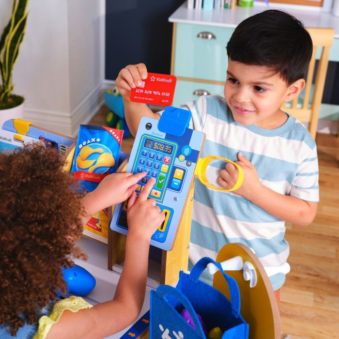 Drewniana kasa samoobsługowa ze skanerem do zabawy w sklep dla dzieci KidKraft KK20258