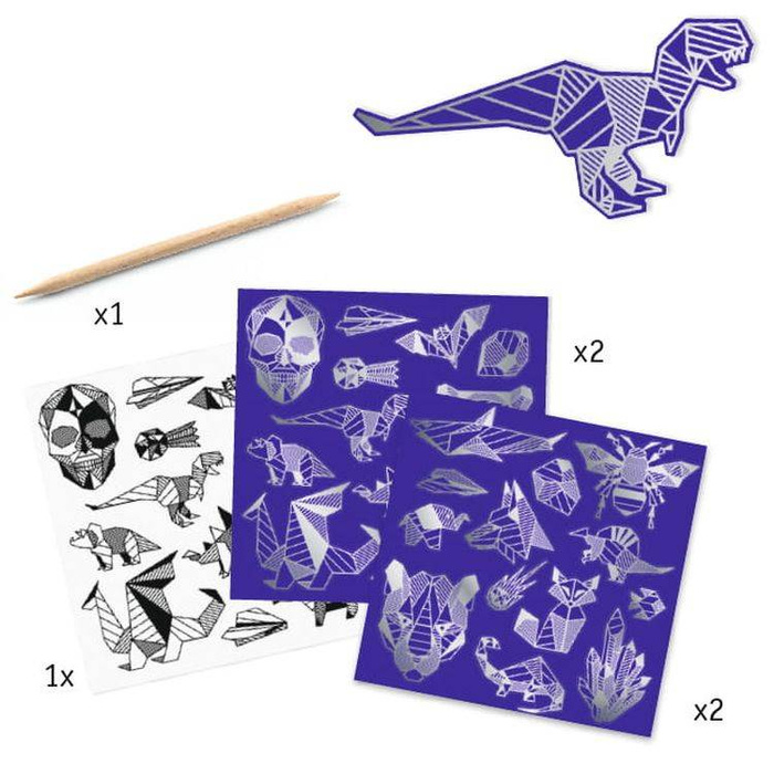 Wydrapywanka naklejki metaliczne "Iron" DJ09737- Djeco, zestawy artystyczne