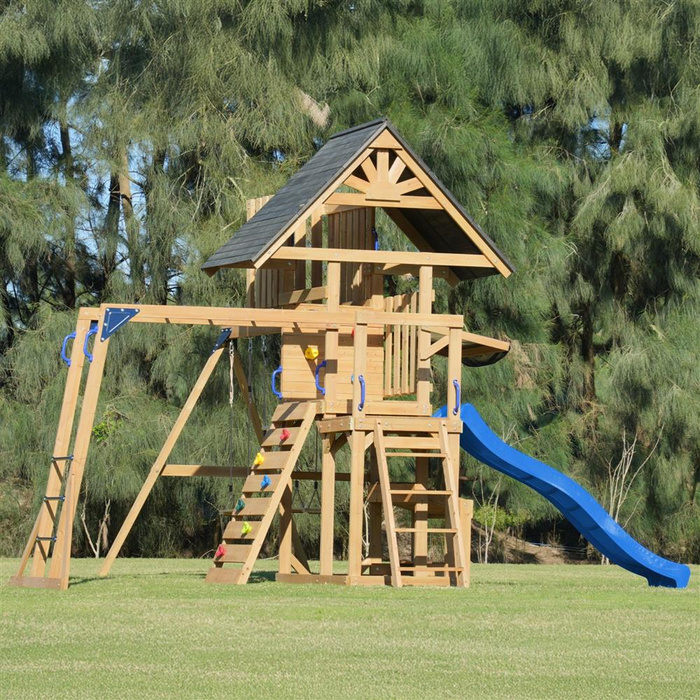 Drewniany duży Plac Zabaw AXI Mitch play tower A030.504.30 Zjeżdżalnia Huśtawki Ścianka wspinaczkowa Wieża do ogrodu