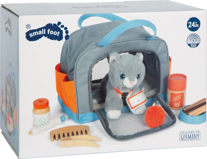 Kot z torbą i zestawem do pielęgnacji Small Foot 12601 maskotki dla dzieci