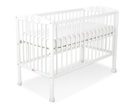 Łóżeczko drewniane z kółkami mobilne Białe gwiazdeczki, 500207ZK-Bobono