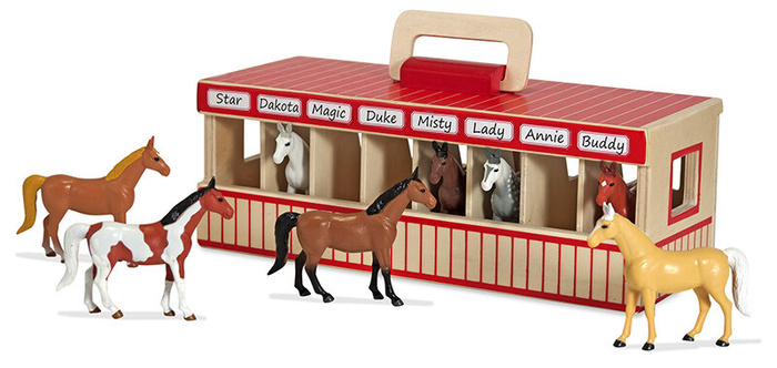 Przenośnia drewniana Stajnia z 8 Figurkami Koni Melissa and Doug 13744-MD