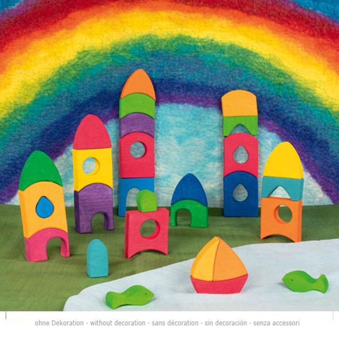 Klocki drewniane układanka Moje kolorowe miasto Goki 58360