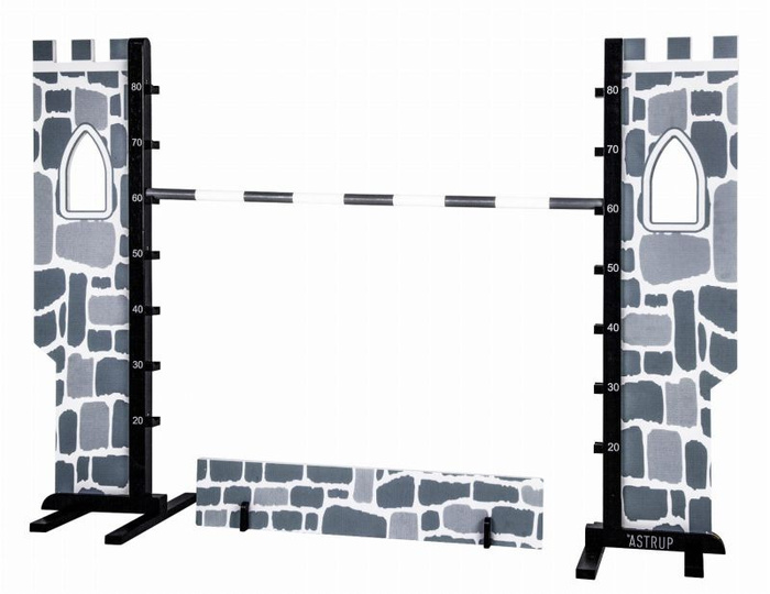 Zestaw dla Hobby Horse Koń na kiju brązowy z otwartą buzią i przeszkoda zamek Astrup