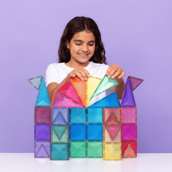 Klocki magnetyczne z brokatem Glitter Castle Pack 48 el Connetix 00048-GP