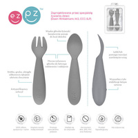 Komplet silikonowych sztućców Mini Utensils szary EUMUG005-EZPZ, sztućce dla dzieci