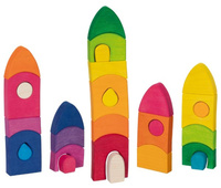 Klocki drewniane układanka Moje kolorowe miasto Goki 58360