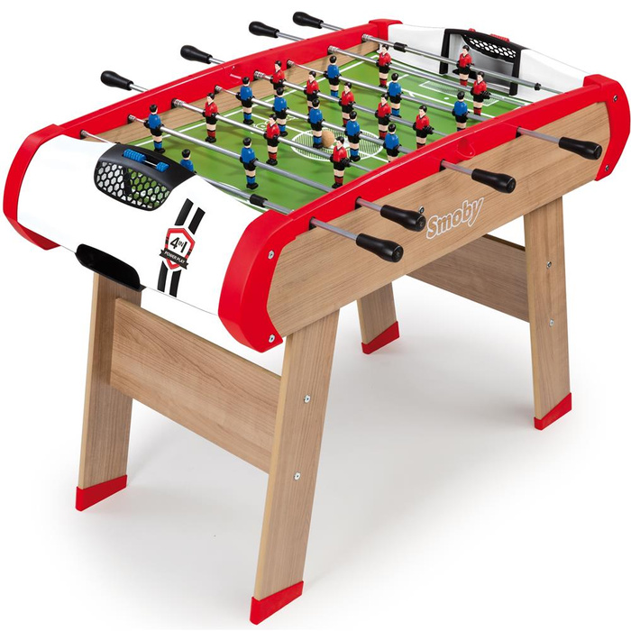 Wielofunkcyjny Stół do gry z akcesoriami Smoby 640002 POWERPLAY 4w1 Piłkarzyki Bilard Tenis Hokej do gier zespołowych