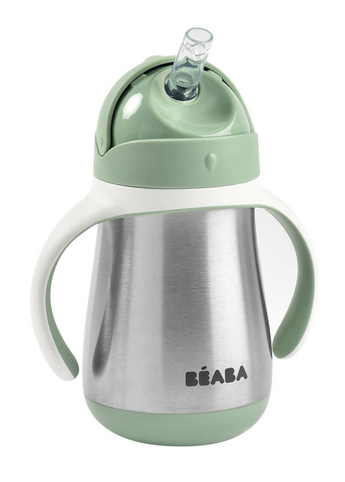 Bidon niekapek ze słomką termobutelka ze słomką 250 ml Sage green Beaba 913535
