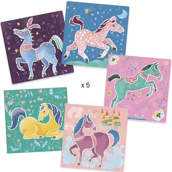 Konie - szablony do odrysowania DJ08915-Djeco, zestawy artystyczne