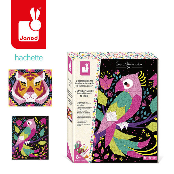 Zestaw kreatywny Przeplatanka 3D String art Zwierzęta dżungli 300 elementów Janod J07970