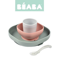 Silikonowe naczynia dla dzieci Zestaw z przyssawką eucalyptus Beaba 913507