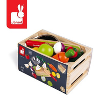 Drewniana skrzynka z warzywami i owocami Green Market 22 elementy 3-8 lat, Janod J06607