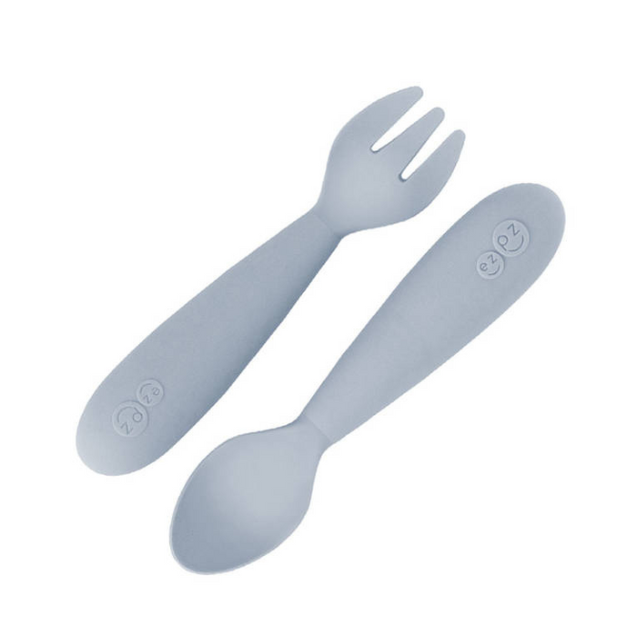 Komplet silikonowych sztućców Mini Utensils pastelowa szarość EUMUP003-EZPZ, sztućce dla dzieci