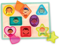 Drewniana układanka kształty i emocje kolorowy filtr Peek & Explore – Shapes & Emotions B.Toys BX2216Z