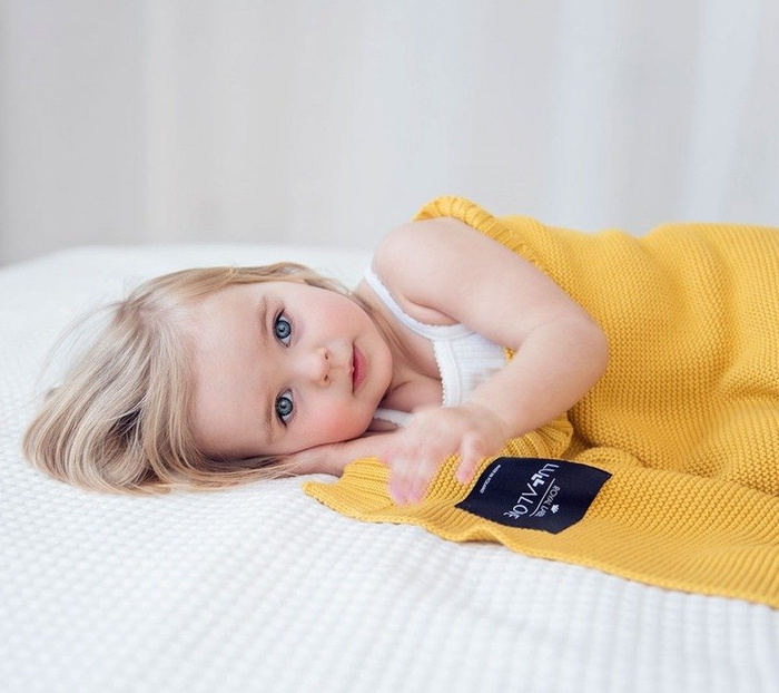 Duży koc bambusowy Musztarda z miodem LL3455-Lullalove, kocyki dla dzieci